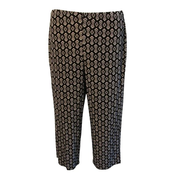 Chico's Travelers 1 (M) Brown Cream Patterned Capri Pants Travel Knit - Picture 1 of 3